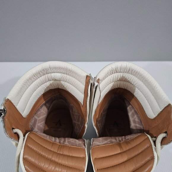 Aquatalia Laila Combat Boot Women 6 Ivory Leather Water Resistant Ankle Lug Sole - Picture 11 of 15